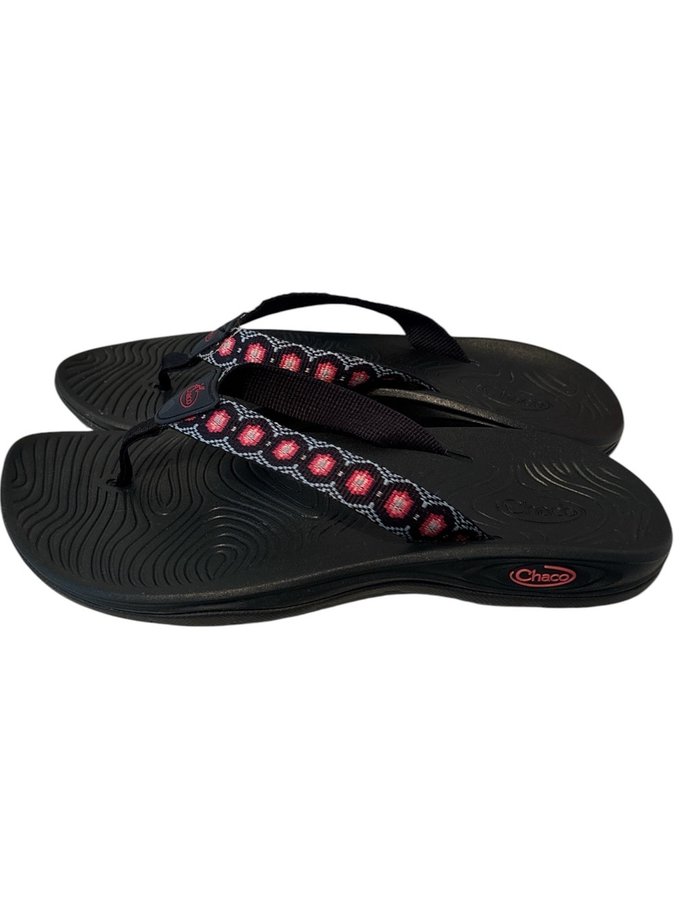 Chaco Women’s Z/Cloud Black Sandals with Pink and Blue Patterned Straps W8 - Picture 2 of 7